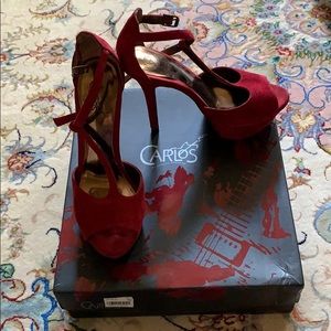 Sale ❗️Carlos Santana Red Suede Platform Heels